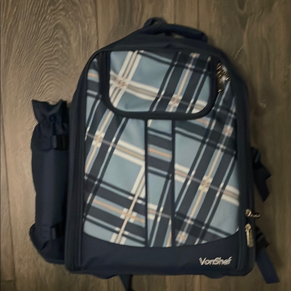 Navy Plaid Men's Backpack